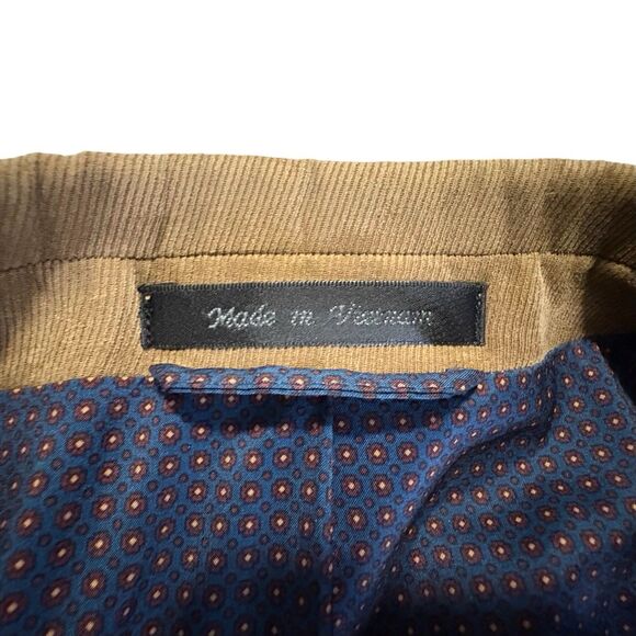 Chaps Micro Corduroy Blazer Sport Coat 46L Tan Two Button Lined Pockets Notch - Picture 4 of 6